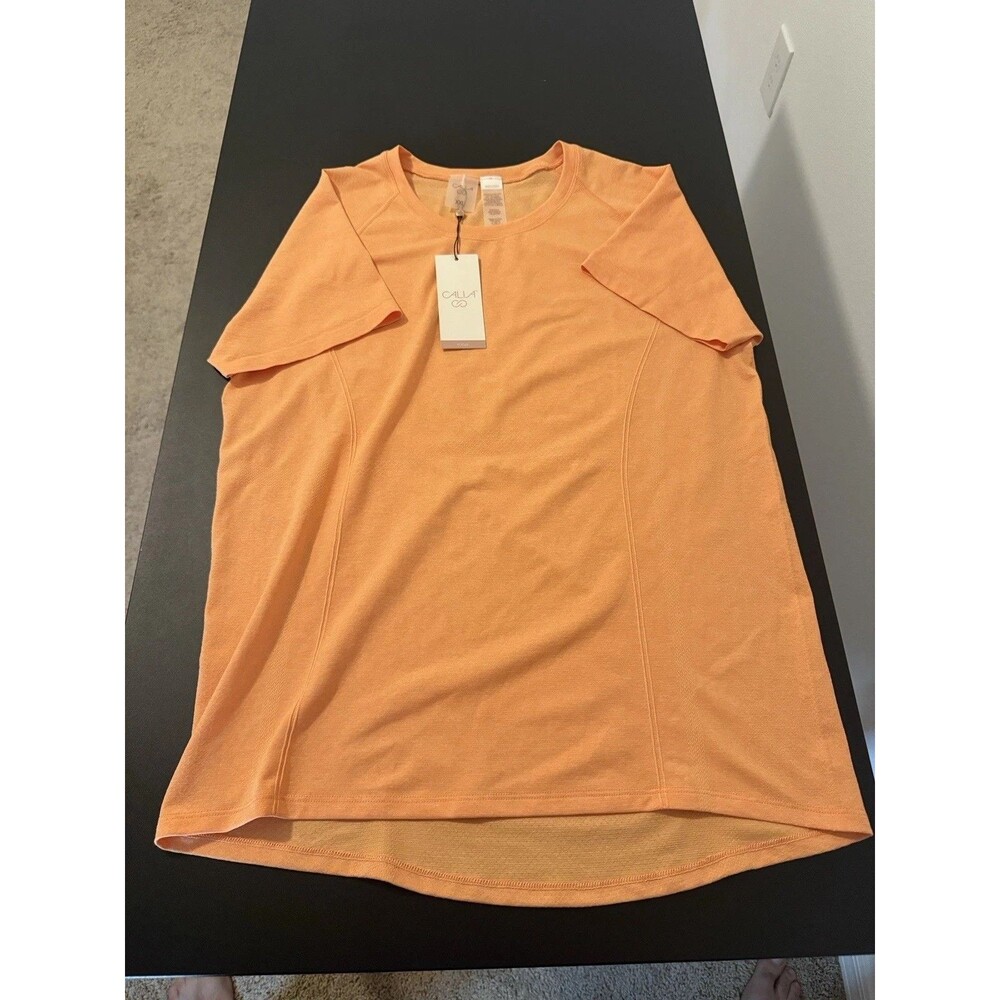 CALIA Focus Tee Womens XXL Peach Sherbet Short Sleeve Athletic Top NWT $54